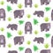 Rhinoceros cartoon vector seamless pattern.