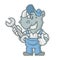 Rhinoceros character holding wrench