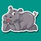 A rhinoceros character sticker