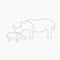 Rhinoceros continuous line drawing vector