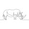 Rhinoceros continuous line isolated on white background. Vector rhinoceros.