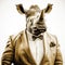 Rhinoceros Head In Sepia Tone: Chic Illustration With A Twisted Sense Of Humor