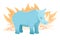 Rhinoceros postcard in flat style on white background. Cartoon blue animal character. African mammal Cute design. Rhino