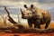 Rhinoceros in the savannah of Namibia, Africa