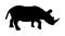 Rhinoceros  silhouette illustration isolated on white. Rhino silhouette. Animal from Africa.