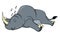 Rhinoceros Sleeping Well Color Illustration