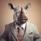 Rhinoceros In A Suit: Photorealistic Fantasy Illustration
