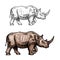 Rhinoceros vector sketch wild animal icon