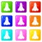 Rhinoplasty icons set 9 color collection