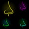 Rhinoplasty, nose curve neon color set icon. Simple thin line, outline vector of anti age icons for ui and ux, website or mobile