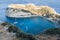 Rhodes anthony quinn bay with boat, Greece