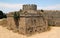 Rhodes fortifications, fortress wall with a carved coat of arms, medieval fortress, the old town of Rhodes, Greece