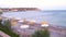 Rhodes, Greece: Tilt upward shot of a horizon over mediterranean sea during sunrise / sunset. Beauty in nature