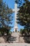 Rhodes Island, Greece. 05/28/2018. The path leading to gigantic cross near Monastery of Filerimos. Christ`s passion. Wayside