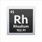 Rhodium symbol. Chemical element of the periodic table. Vector stock illustration