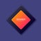 Rhomb sticker orange red gradient on the dark shape Layered background square shapes. Design elements for celebrating