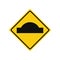 Rhomboid traffic signal in yellow and black, isolated on white background. Warning of road hump