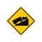 Rhomboid traffic signal in yellow and black, isolated on white background. Warning of steep ascent