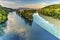 Rhone and Arve river confluence, Geneva