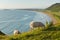 Rhossili The Gower peninsula South Wales UK with sheep overlooking the bay