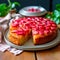 Rhubarb upside-down cake. Sweet spring baking