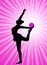 Rhythmic gymnast silhouette on the abstract background