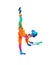 Rhythmic gymnastics girl with clubs. Dancer silhouette