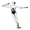 Rhythmic Gymnastics. Girl with clubs. Vector Ink Style Outline Drawing.
