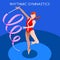Rhythmic Gymnastics Ribbon Olympics Icon Set.3D Isometric Gymnast.Sporting Championship International Competition.