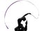 Rhythmic Gymnastics with ribbon woman silhouette