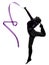 Rhythmic Gymnastics with ribbon woman silhouette