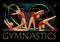 Rhythmic gymnastics. Team of girls gymnasts. Vector illustration isolated on black background. Silhouettes of sportswomen with