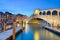 Rialto bridge at night in Venice