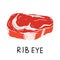 Rib eye steak, raw ribeye meat, uncooked beef cut piece, realistic vector illustration on white backgroound, good as