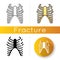 Rib fracture icon. Chest injury. Broken bones. Wounded rib cage. Accident. Healthcare. Medical condition. Hurt body part