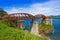 Ribadeo bridge viewpoint over Eo river Galicia Spain