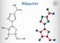 Ribavirin, tribavirin, C8H12N4O5 molecule. It is antiviral medication for treatment RSV infection, hepatitis C, some viral