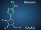 Ribavirin, tribavirin, C8H12N4O5 molecule. It is antiviral medication for treatment RSV infection, hepatitis C, some viral