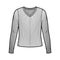 Ribbed V-neck knit sweater technical fashion illustration with long sleeves, oversized body