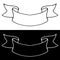 Ribbon banner. Simple outline icons, black and white