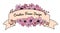 Ribbon banners with pink flowers hand drawn, Spring cherry blossom. Can be used for wedding invitations, and formal greeting cards