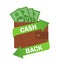 Ribbon with cashback. Symbol, logo illustration. Concept design. Dollar icon. Save money. Cashback concept. Money refund