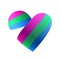 Ribbon in the colors of the polysexual pride flag in the shape of a heart. A colorful logo of one of the LGBT flags. Sexual