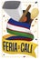 Ribbon, Flag and Musical Elements for Feria de Cali Celebration, Vector Illustration