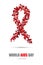 Ribbon from little colorful hearts, AIDS world day symbol. Vector illustration.