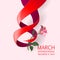 Ribbon March 8 greeting card