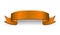 Ribbon orange 3d banner. Sign satin blank promotion, web, advertising banner. Shiny ribbon scroll design decoration