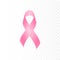 Ribbon pink symbol of breast cancer isolated transparent background