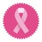ribbon pink symbol of breast cancer in round frame