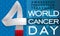 Ribbon with Reminder and Some Precepts for World Cancer Day, Vector Illustration